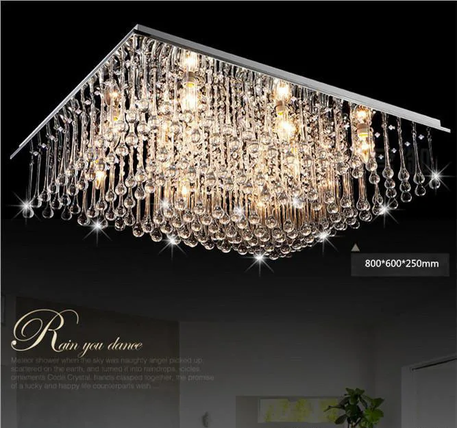 

Free shipping Modern LED Crystal Ceiling Light Square lustre de crystal light fitting Surface Mounted Crystal Light Fixture
