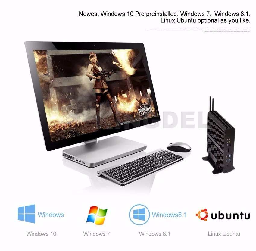 Горячие Мини ПК i7 5500U HTPC Intel Nuc Безвентиляторный Компьютер бродуэлл Максимальная частота Turbo 3,0 ГГц 4 м Кэш Windows 10