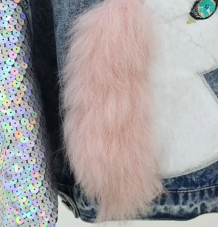 Filles Manteaux Paillettes Version Coréenne Chaîne 2018 souris Veste Bleu Manteau Étudiant Cowboy Chauve Court Nouvelle Manches Trou Streetwear Printemps Denim wq0aFF