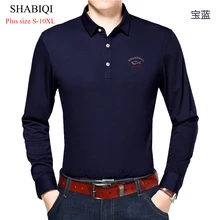 SHABIQI Повседневная Хлопковая мужская рубашка поло, плотная Мужская рубашка поло с длинным рукавом, рубашка поло, топы, плюс размер 6XL 7XL 8XL 9XL 10XL