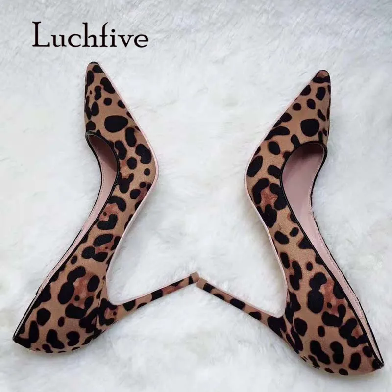 

Sexy Leopard Leather High Heel Shoes Women Pointed Toe High Quality 8cm 10cm 12cm Heel Pumps Woman Fashion Party Shoes