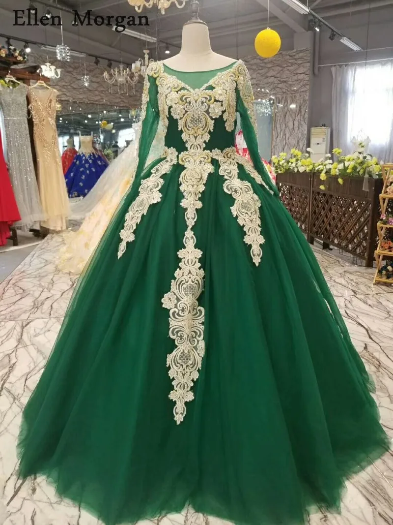 Темно-зеленый вечерние, свадебные платья 2019 Vestido De Noiva Саудовской Аравии Дубай на шнуровке винтажные, с длинными рукавами мусульманские