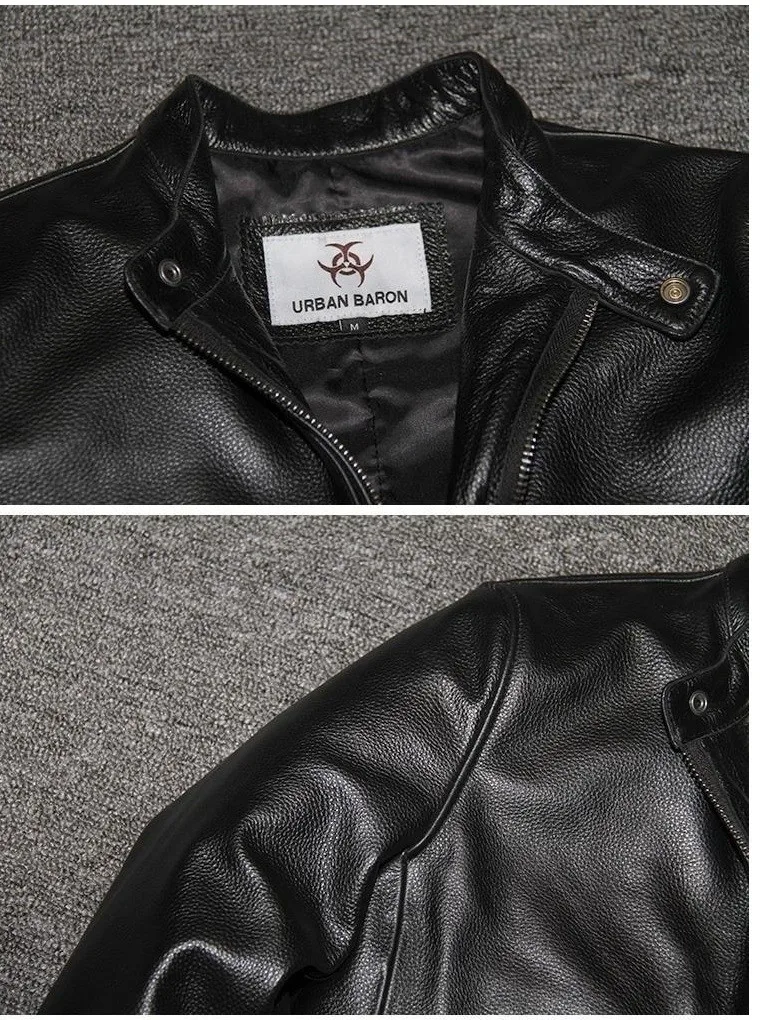 sheepskin jacket Free shipping.2018 new winter warm DHL Brand clothing men cow leather Jackets,men's genuine Leather biker jacket.motorcycle cowhide jacket mens