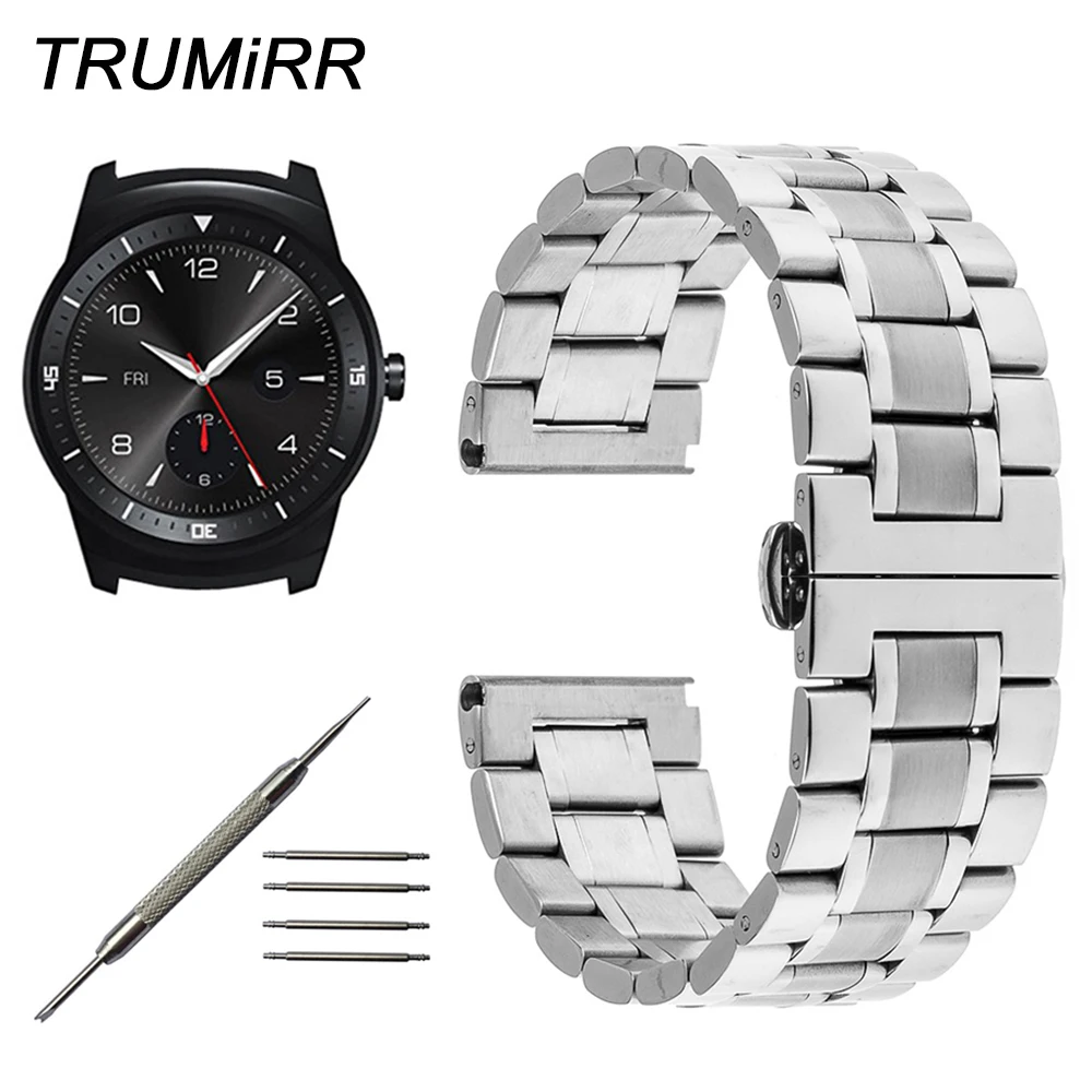 Ремешок из нержавеющей стали для LG G Watch W100 R W110 Urbane W150 браслет с пряжкой-бабочкой