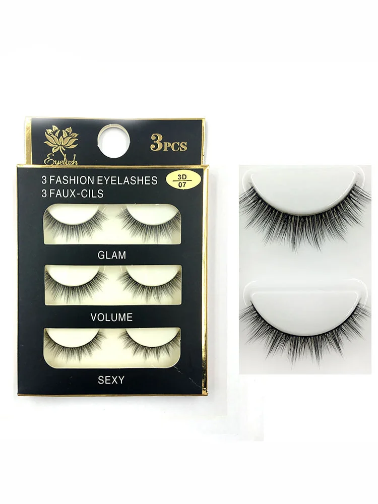 

3Pairs Fashion High Quality Eye Makeup False Eyelashes Transparent Eyelash Extension Patch Patch Eyelash Foundation Basic Beauty