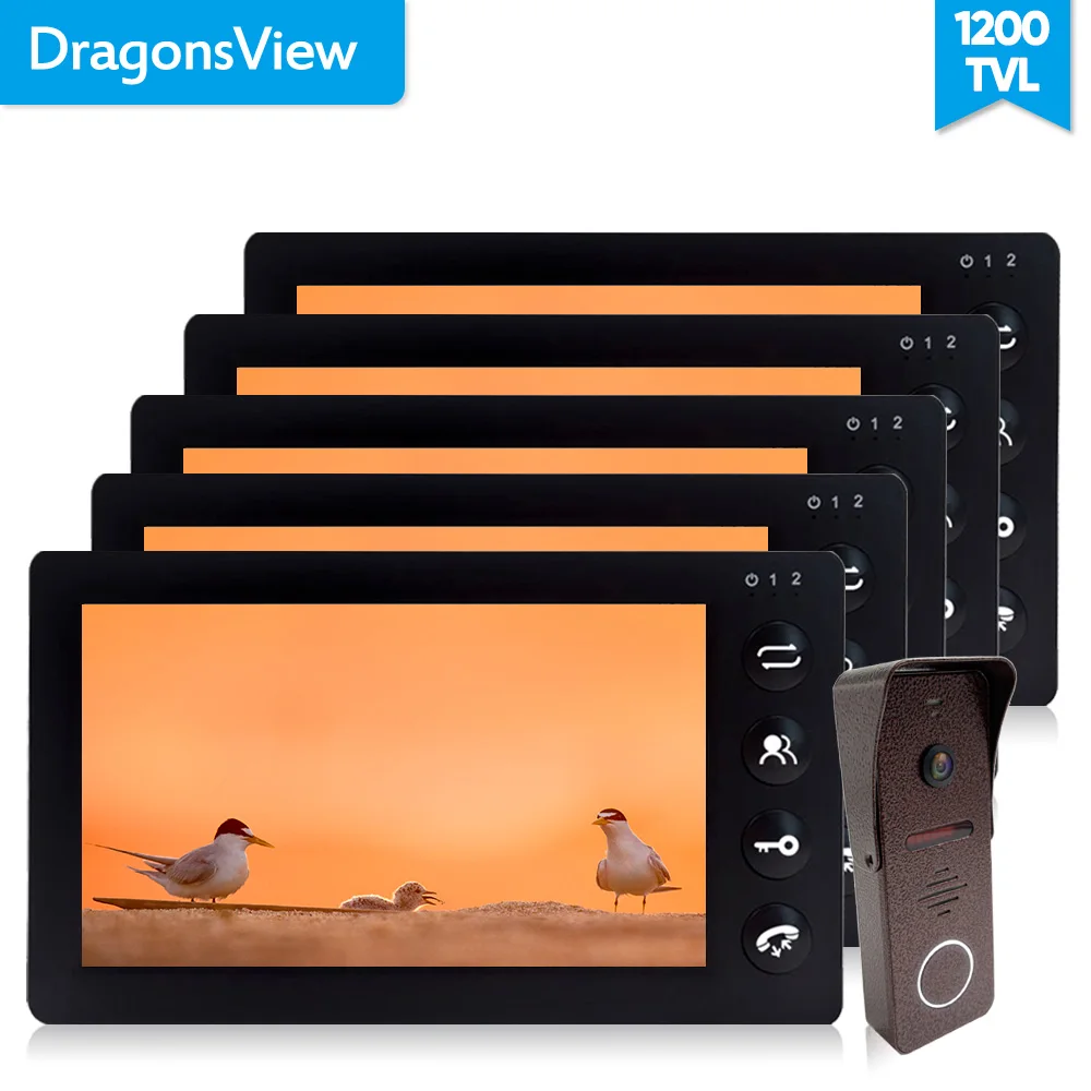 

Dragonsview 7 inch LCD Wired Video Door Phone Intercom Doorbell Camera Waterproof System 3V2 4V2 5V2 6V2 set Black