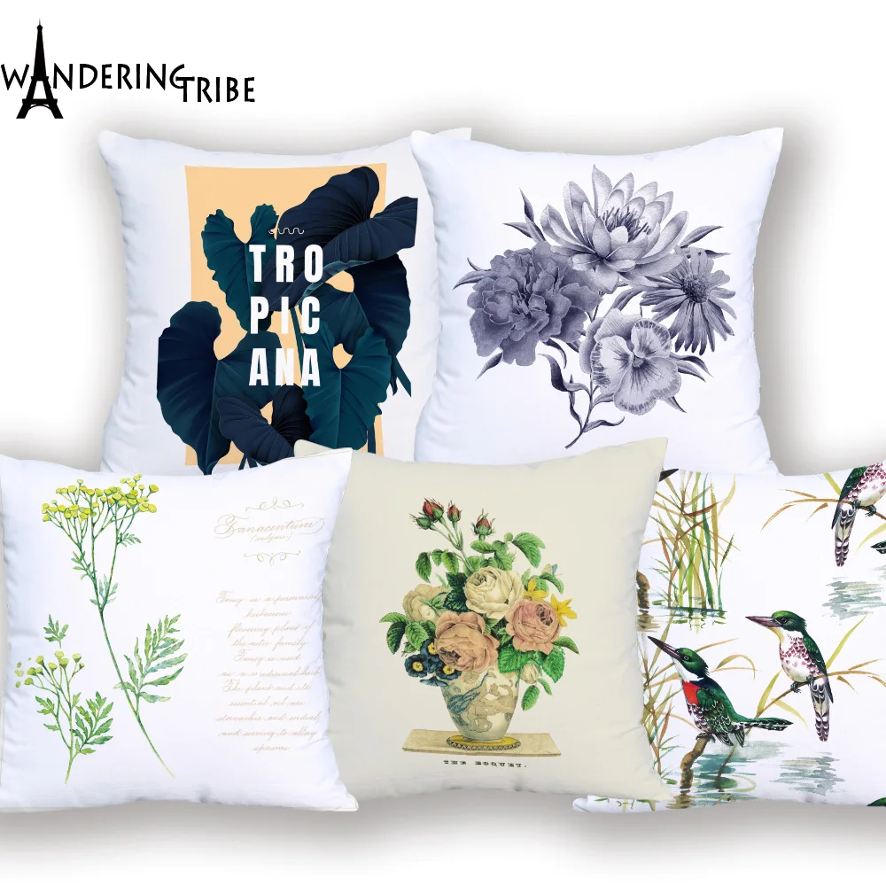 bird crane Printed Cushion Cover Sofa Home Décor Throw Pillow Case 12/"-24/"