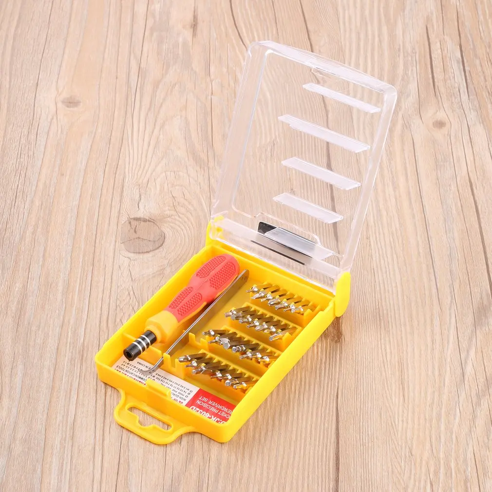 

Yellow 32 in 1 Precision Hardware Screw Driver Tool Sets Portable Screwdriver Kit MDJ998