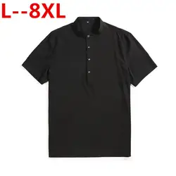 8XL 6XL 5X2019 новый летний бренд рубашка для мужчин короткий рукав Свободные Тонкий хлопок полотняная Мужская рубашка модные однотонные цвет