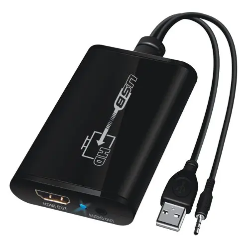 AAAE Топ USB к HDMI конвертер с 3 5 мм аудио кабель 1080 P для Windows XP/VISTA/7 и Mac OS X Черный |
