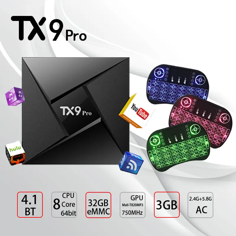 TX9 PRO ТВ приставка android 7,1 приставка 3G32G BT Smart tv Amlogic S912 2,4 ГГц WiFi Поддержка 4K медиаплеер HDMI 2,0