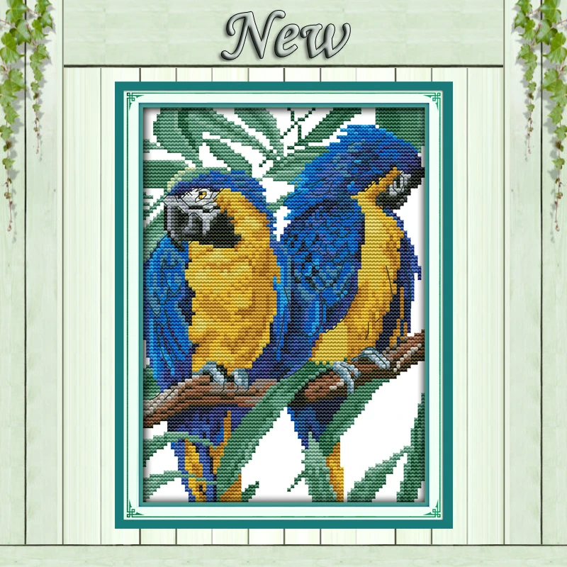 

Blue-headed Parrot,Counted printed on canvas DMC 14CT 11CT Cross Stitch Needlework kit Embroidery Set,colorful animal Home Decor