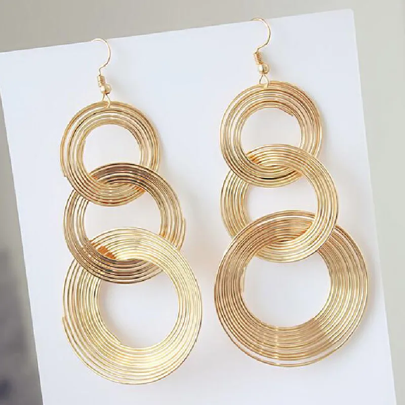 

Vintage Geometric Multi-layered Earring Metal Circle Drop Earrings For Women Personalized Night Club Earring Party Jewelry YY404