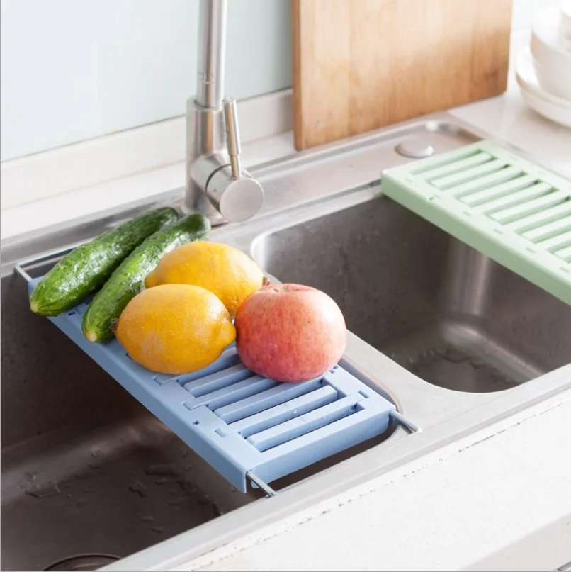 

Kitchen Retractable Plastic Sink Draining Rack Dish Vegetable Fruit Drying Rack Dish Bottle Holder Rack Storage Shelf