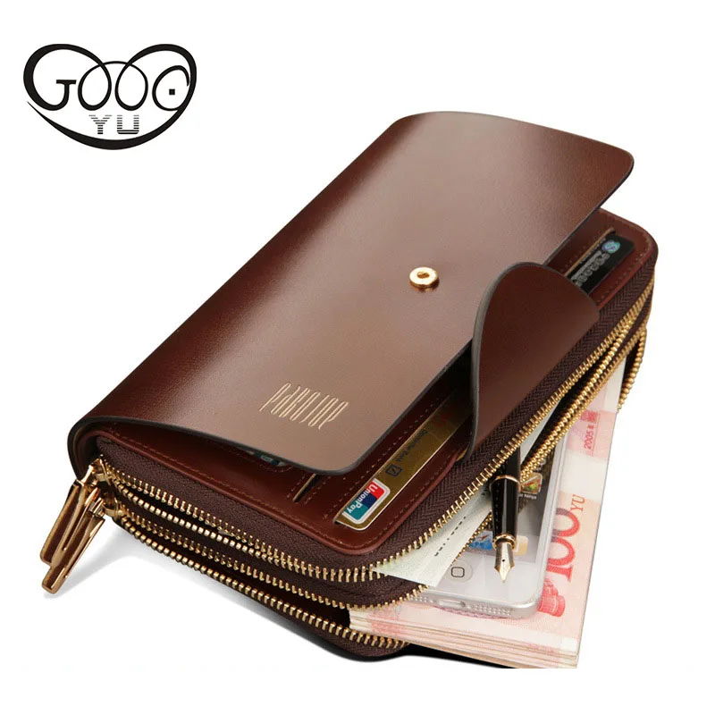 

Europe and the United States style men's leather zipper long section of the clutch business casual men handbags