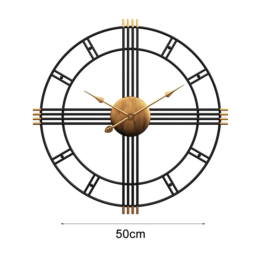 Креативные настенные часы в стиле ретро, железные римские цифры, бесшумные настенные часы на батарейках, круглые Настенные часы для декора гостиной