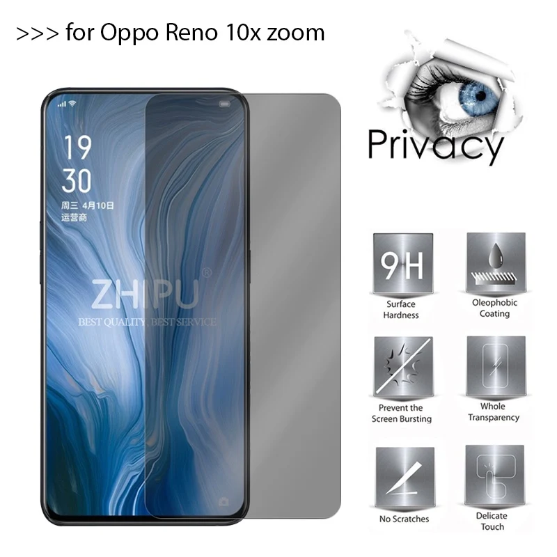 Для Oppo Reno 10x zoom 2.5D Arc Edge антишпионское закаленное стекло для Oppo Reno 10x zoom 6," Защитная пленка для экрана