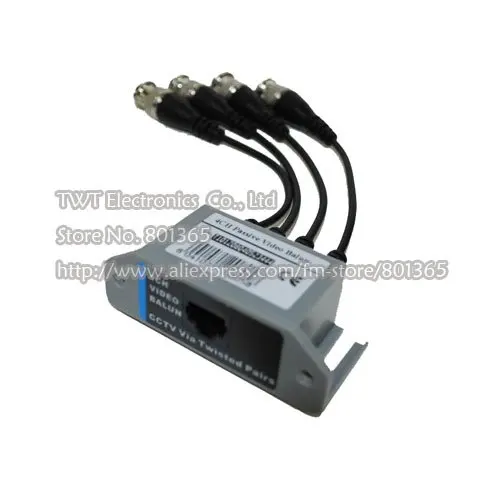 Пассивный видеопередатчик UTP 4Ch трансивер CAT5 CCTV BNC Video Balun с кабелем бесплатная