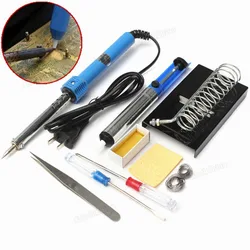 EU 9 en 1 Kit de bricolage, fer à souder électrique, poignée, crayon thermique, Station de soudage, démarreur, support, fil de soudure 