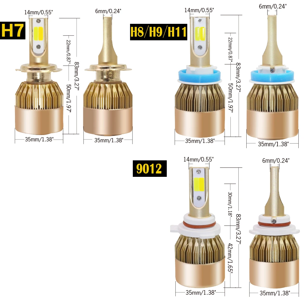 Cawanerl H1 H3 H4 H7 двойной Цвет светодиодный фар лампа 72 W фары для 7600LM; комплект из двух предметов 3000 K+ 6000 K H8 H9 H11 9005 9006 автомобиля для фар головного света и противотуманных фар с возможностью креативного