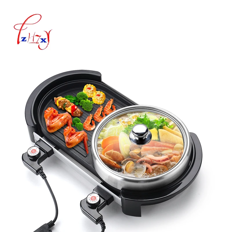 multi-function-electric-smokeless-indoor-bbq-grill-barbecue-plate-chafing-dish-hot-pot-smokeless-barbecue-machine-220v-2000w-1pc