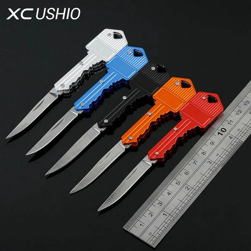 

Mini Camping Key Ring Folding Blade Knife Portable Hunting Fold Knife Survival Pocket key Chain Knife Outdoor Tool 4 Colors