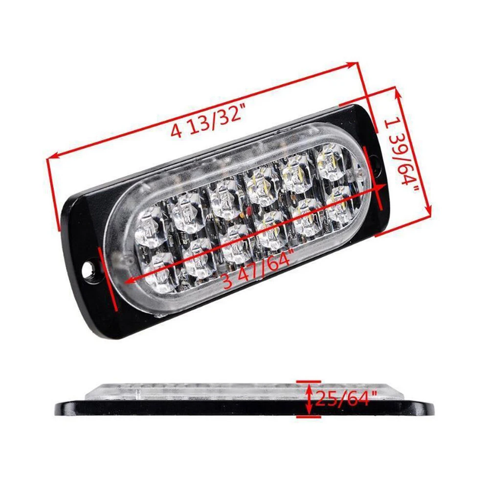 Castaleca Car Truck Trailer Side marker strobe lights Amber 12 LED Flashing warning lamp 19 flash patterns 12V-24V Super bright