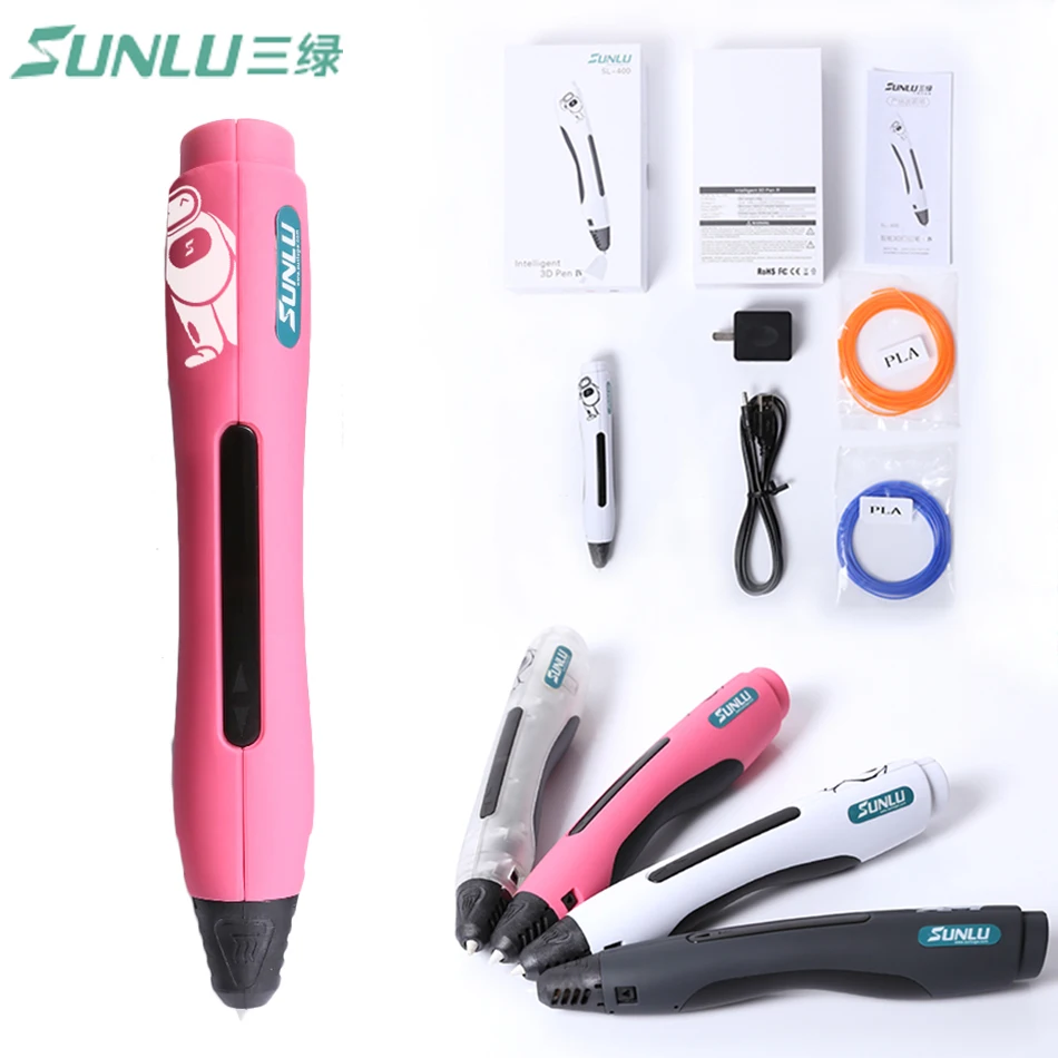 

3d Pen SL-400 4th Generation 3D Magic Pen LED Temperature Display Screen with Free 2 colors ABS Filament 1.75mm Best DIY Gift