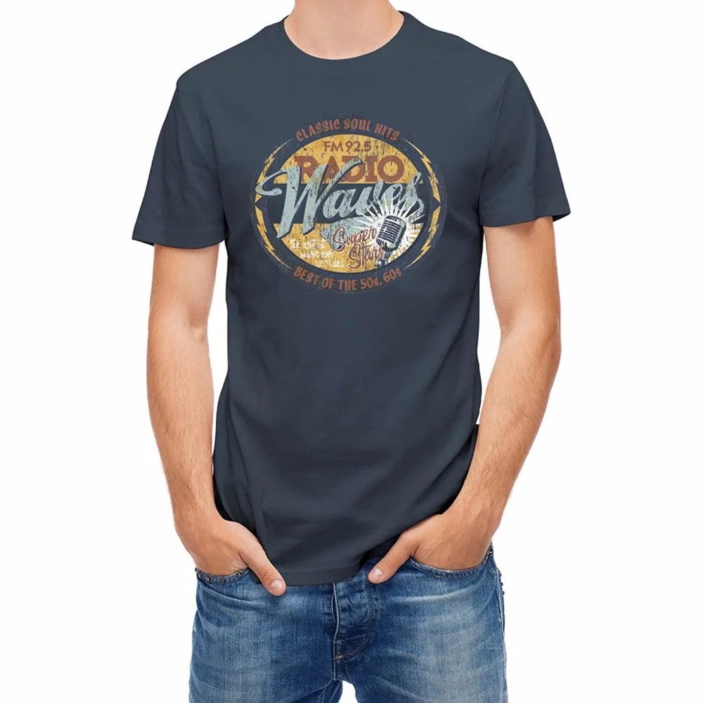 T shirt Homme 2019 New Print T Shirt Mens Short Sleeve Hot Vintage Radio Waves Broadcasting cheap T Shirts Online