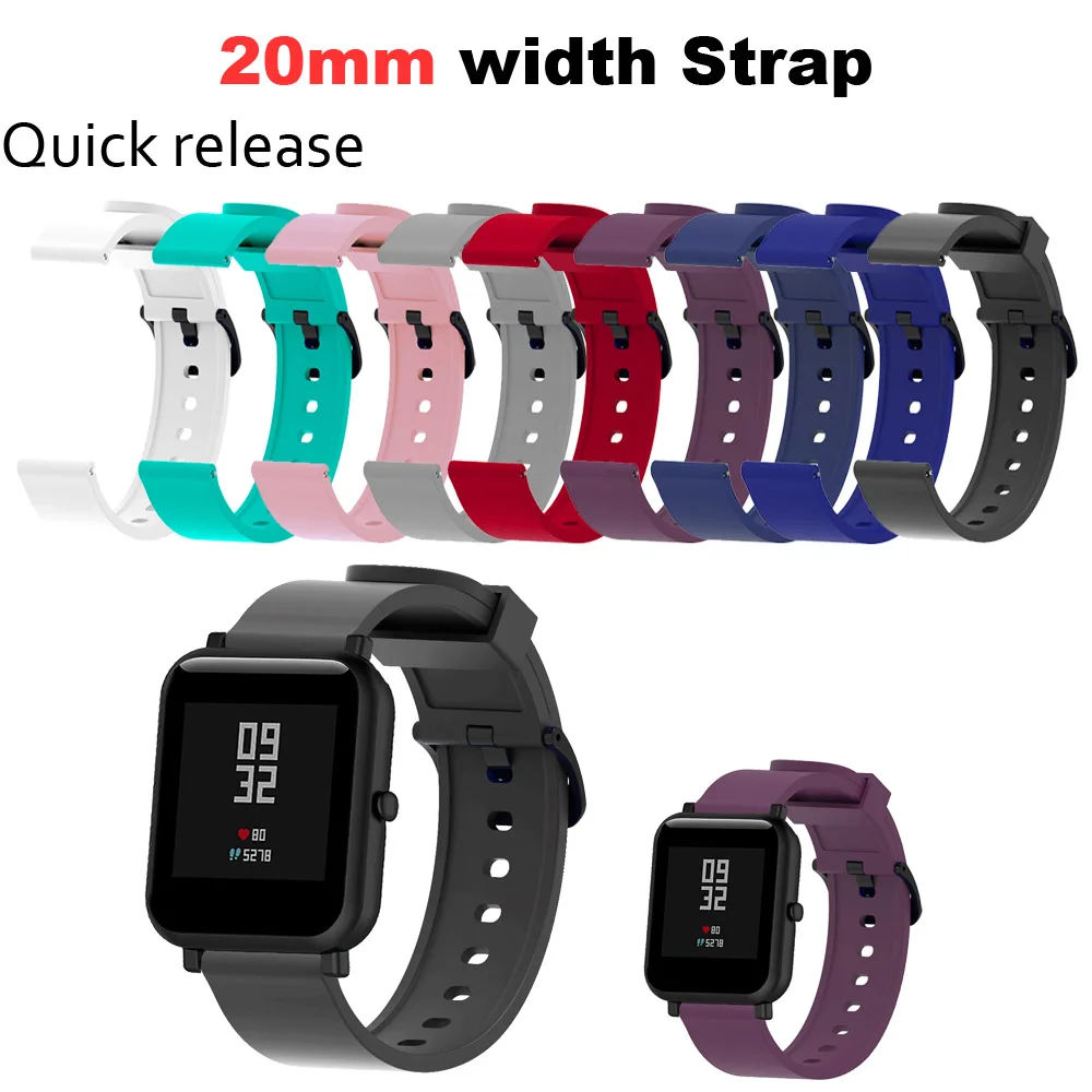 

20mm Silicone Bracelet Strap For Xiaomi Huami Amazfit Bip Watchstrap Amazfit GTS Watchband Amazfit GTR 42mm Watch Band Wristband