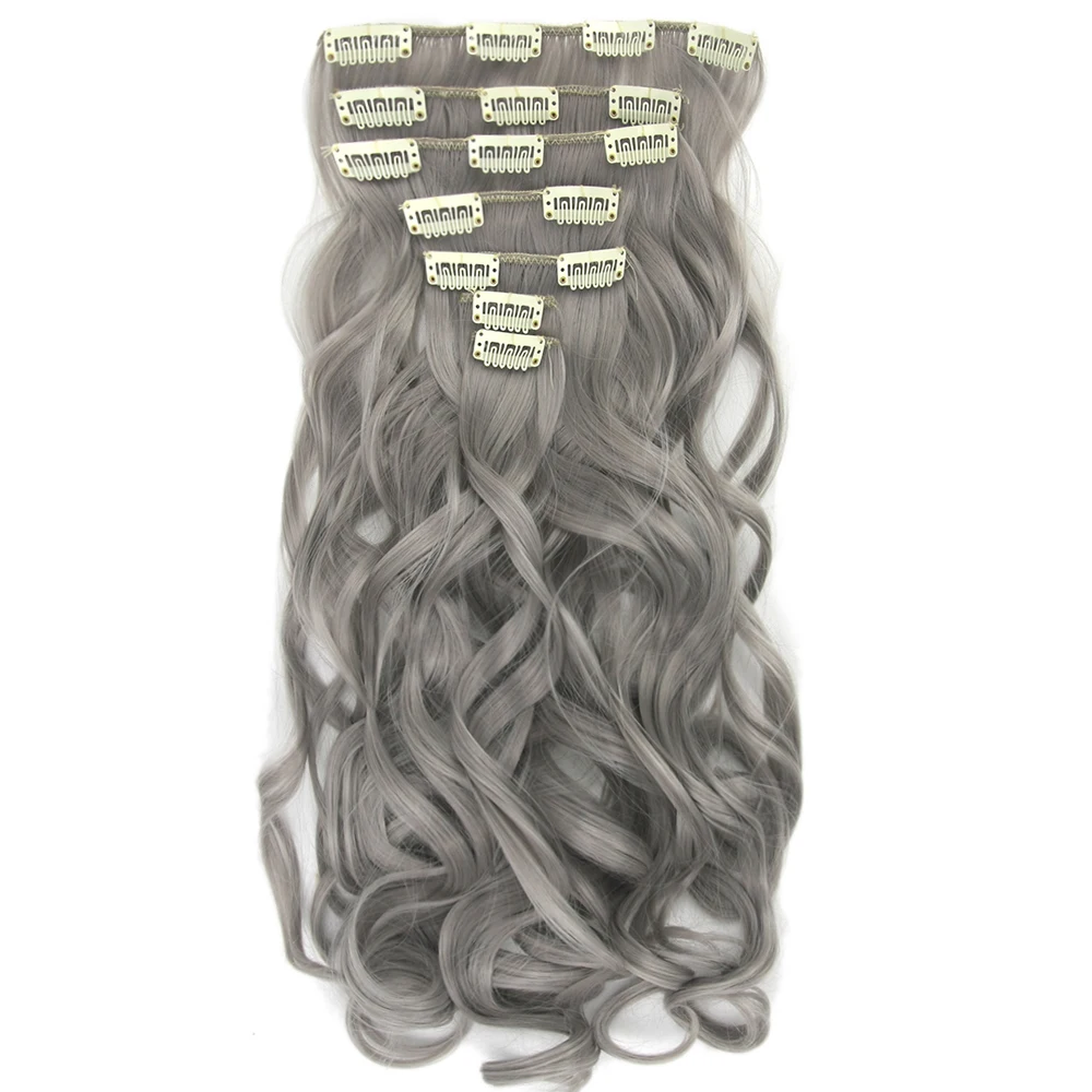 Soowee Long High Temperature Fiber Synthetic Hair Curly Clip In Hair Extensions Black Brown Women H