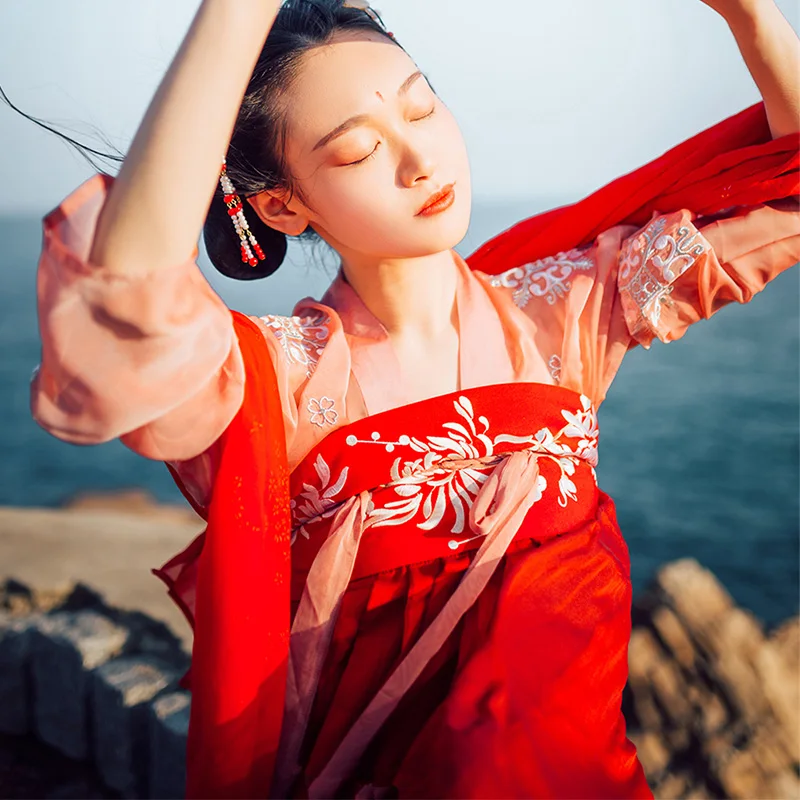 Классический Hanfu Chinses традиционный танцевальный костюм для женщин Династия Тан Косплей Одежда для сцены Восточный фестиваль наряд DC1806