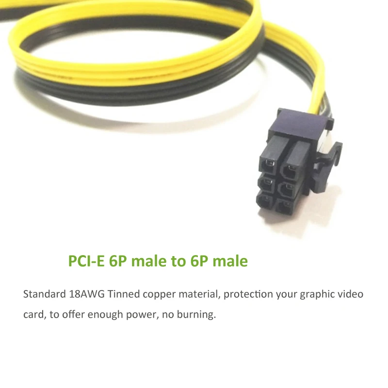 ULT-Best Cable PCI-E PCIE PCI-Express 6P Male to 6Pin Male Graphics Video Card Power Cabo 50CM BTC Extension Miner Mining Wire