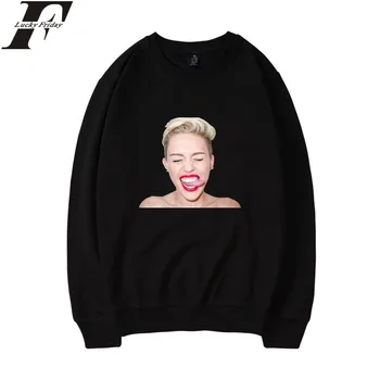 

LUCKYFRIDAYF Miley Cyrus Harajuku Capless Hoodies Sweatshirts Men/Women Popular Star Fashion Fans Pullover Warm Winter Hoodies