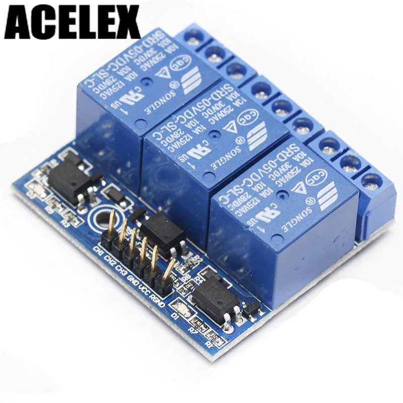10Pcs three 3-channel high-voltage relay module with opto-isolated fully compatible 3.3V and 5v signal | Электроника