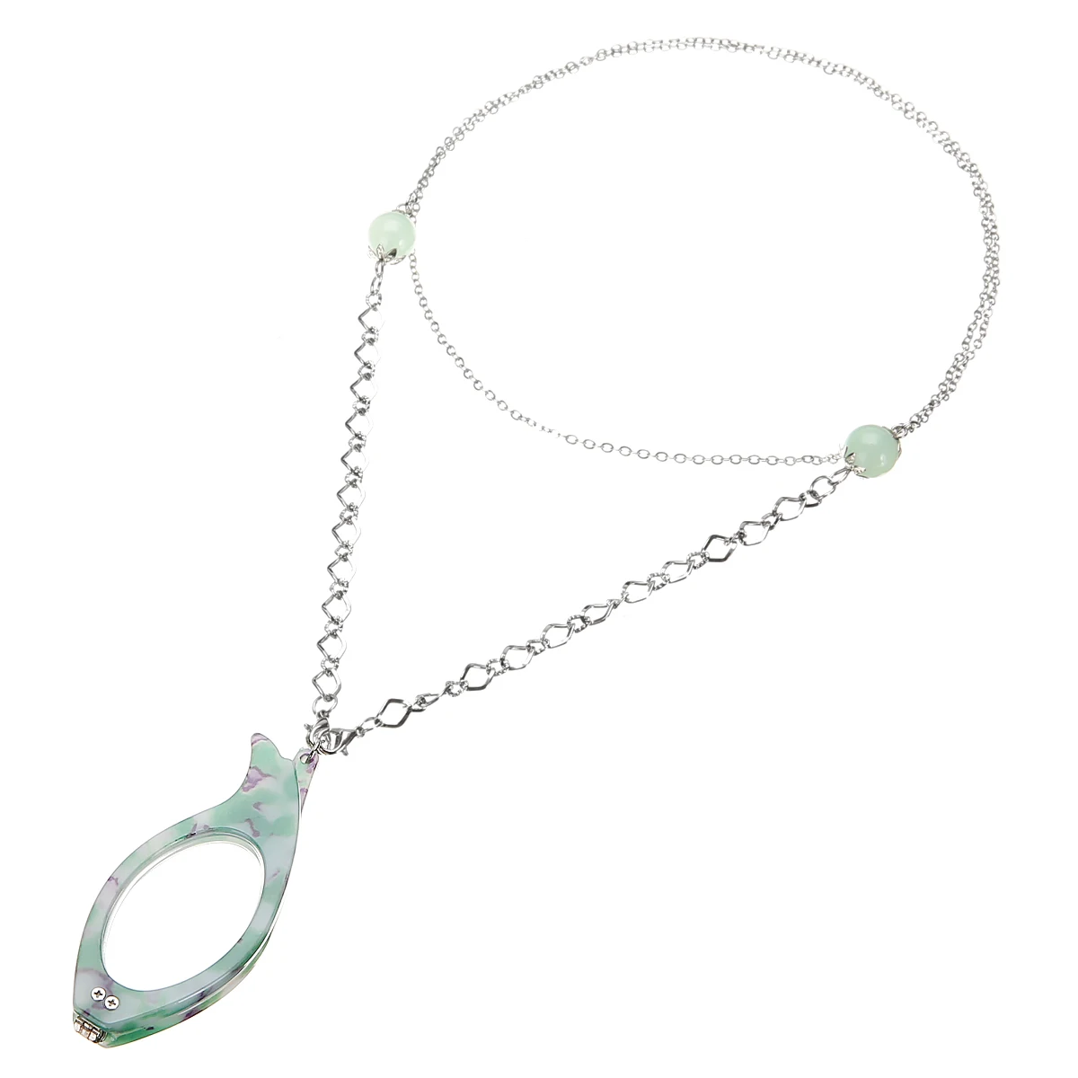 Charms Reading Glasses Pendant Necklace Shellhard Long Chain Colorful Frame Folding Magnifier Holder Necklaces Older Jewelry