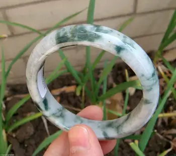 

Certified Natural Untreated Floral Blue Jadeite Jade Bangle 58.99MMGrade A