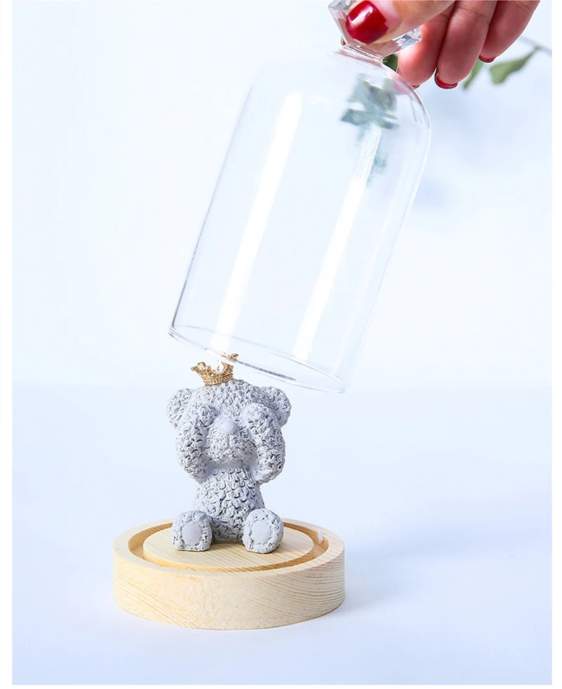 Европейский маленький свежий Корона Мишка Тедди стекло миниатюрное украшение пейзаж аромат ремесло подарок на год украшения дома аксессуары