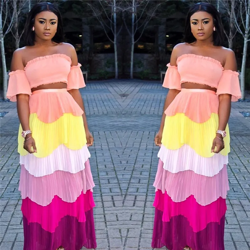 Latest Beautiful Long Skirt And Top Dresses/Casual Crop Top With Long