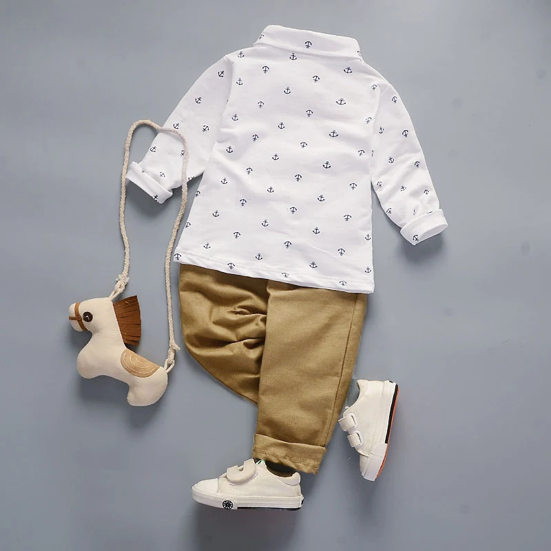 Детская одежда г. Осенние комплекты одежды для маленьких мальчиков футболка с длинными рукавами+ штаны, одежда для маленьких мальчиков От 1 до 5 лет одежда для детей - Цвет: White