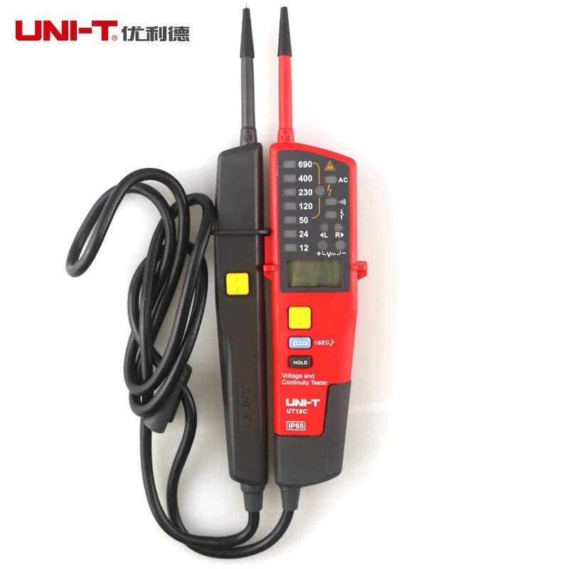 

UNI-T UT18C Auto Range Voltage Meter Continuity Tester LCD/LED Indication Date Hold RCD Test No Battery Detection Detector