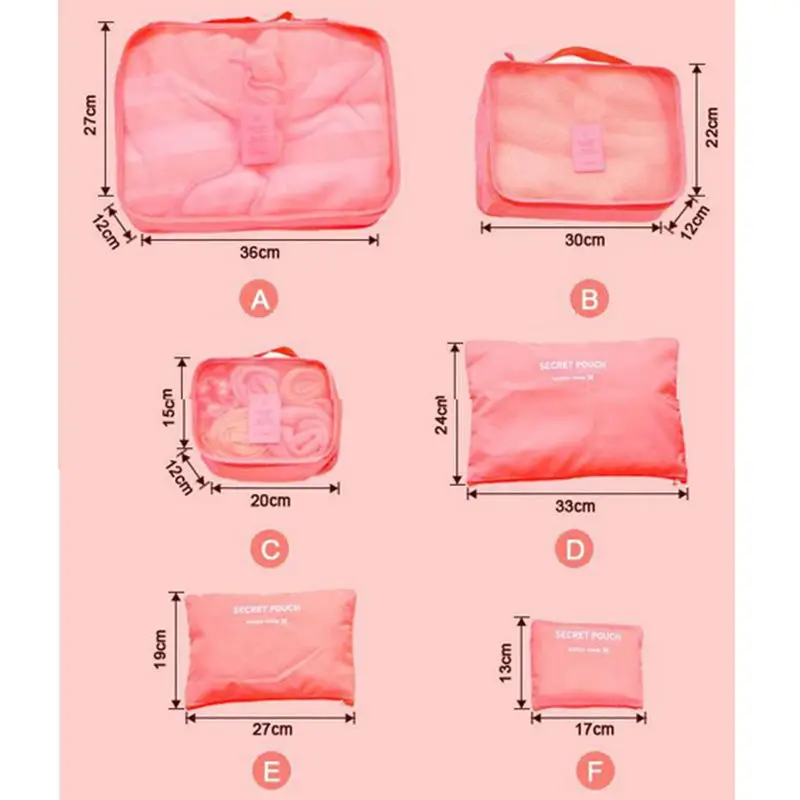 6 шт. водонепроницаемые дорожные сумки для хранения одежды Упаковка куб Органайзер для багажа сумка дорожные сумки