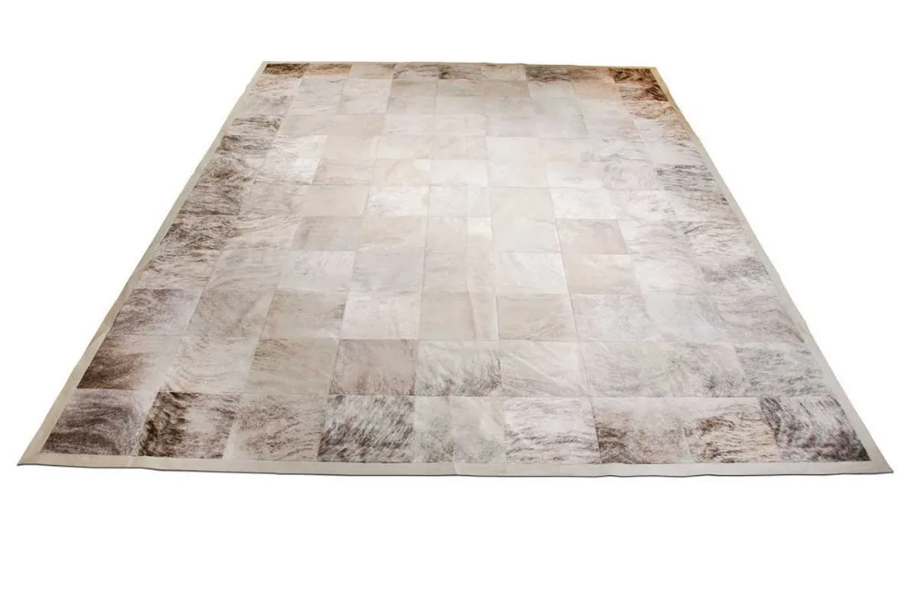 Gris Bringé Patchwork Peau De Vache Tapis Carrés Conception No 245