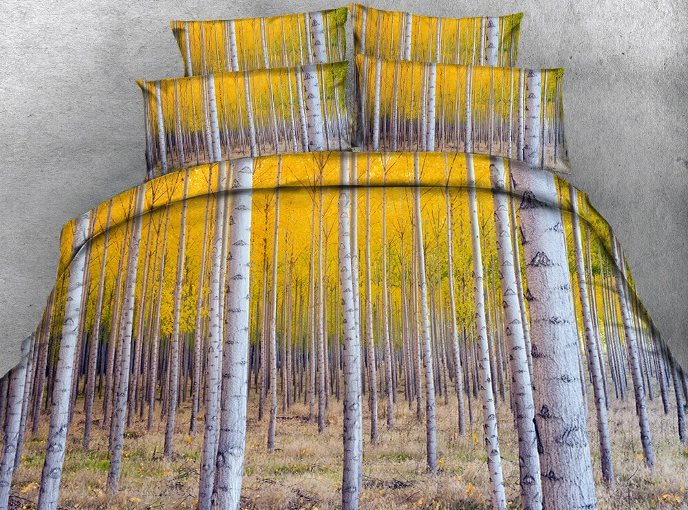 

A few forests in the dry lawn 3d effect photo bed linen can be customized photo pattern