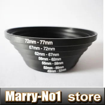 

10set Filter adapter Step up rings set 49-52-55-58-62-67-72-77-82mm 8pcs 49mm-77-82mm as lens hood