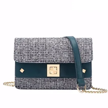 

2018 crossbody bags for women leather handbags luxury handbags women bags designer knitting plaid chain messenger bag sac a main