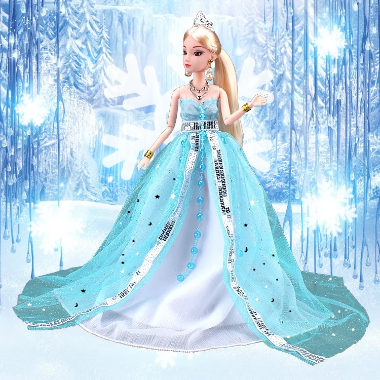 Розовое и синее шифоновое шикарное платье, вечернее платье, одежда для 1/6 BJD Xinyi Kurhn, кукла Барби, Эльза, Рождество