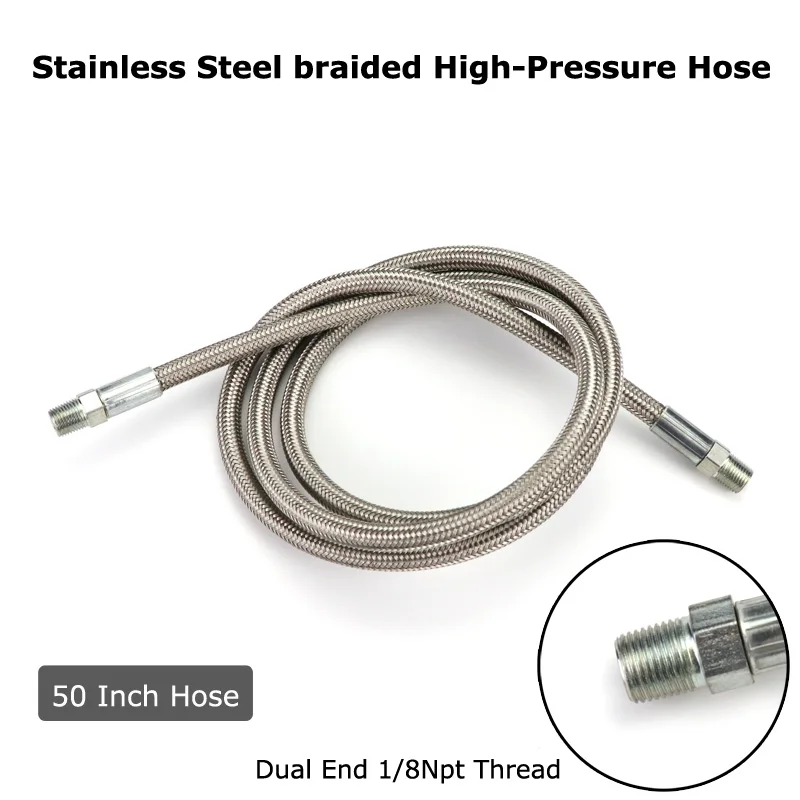 Плетеный шланг высокого давления из нержавеющей стали 50 дюймов 1/8NPT серебристый