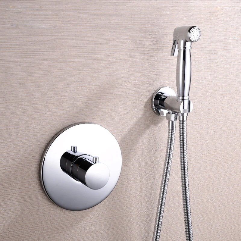 

Bathroom Toilet Solid Brass Handheld Shattaf Spray Wall Mounted Sprayer Kit Chrome Plated Shot Gun Sprayer Bidet Faucet Set