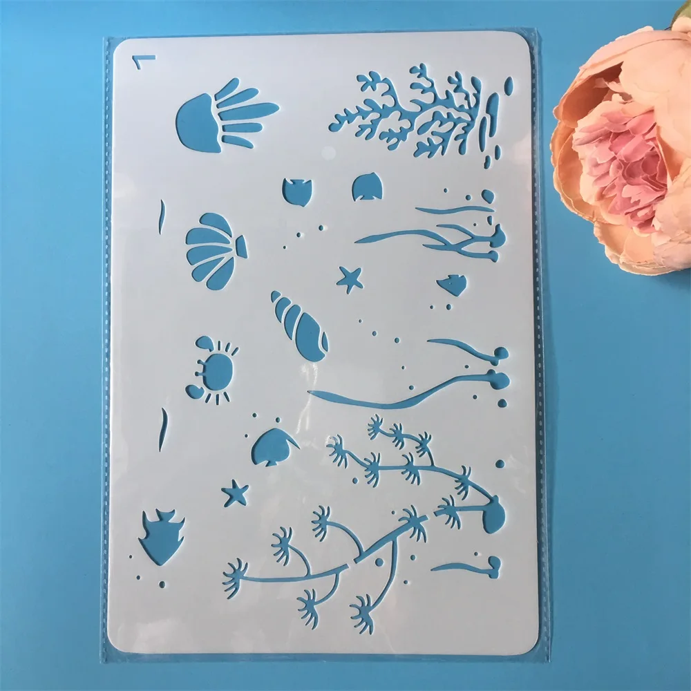 

26cm Sea Shell Fish Ocean DIY Craft Layering Stencils Painting Scrapbooking Stamping Embossing Album Paper Template